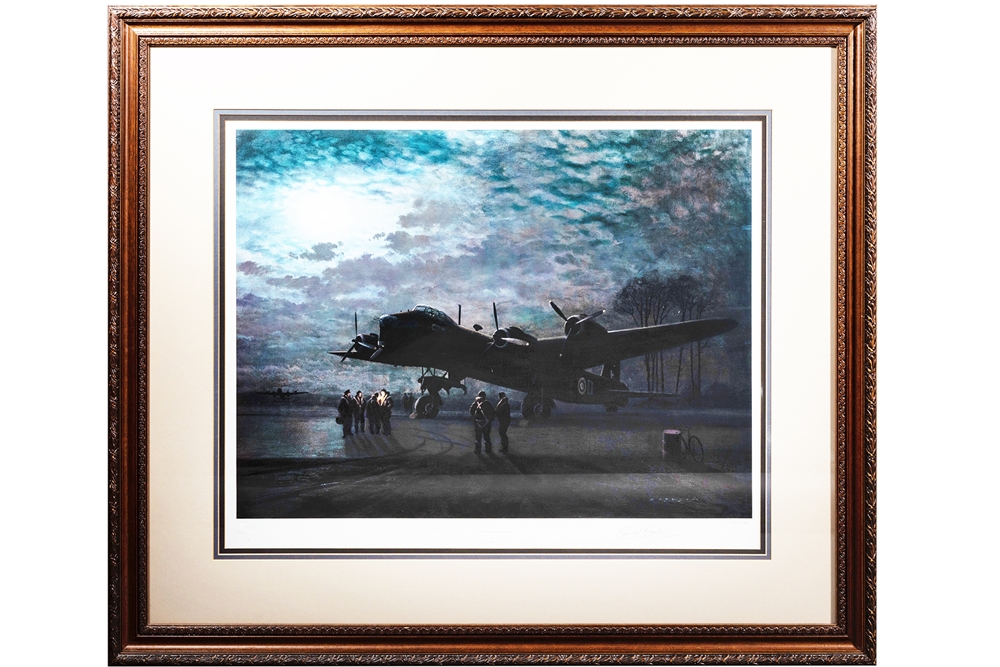 Gerald Coulson 1981 Last Quiet Moment - A Stirling crews last cigarette pre-flight framed print – price £245